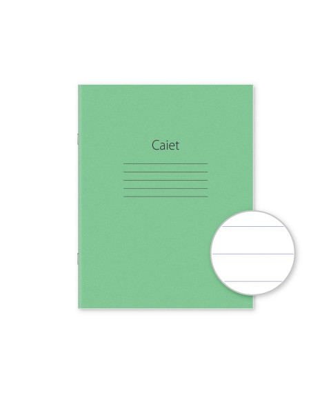 Caiete 12 foi A5, linie mare, coperta verde